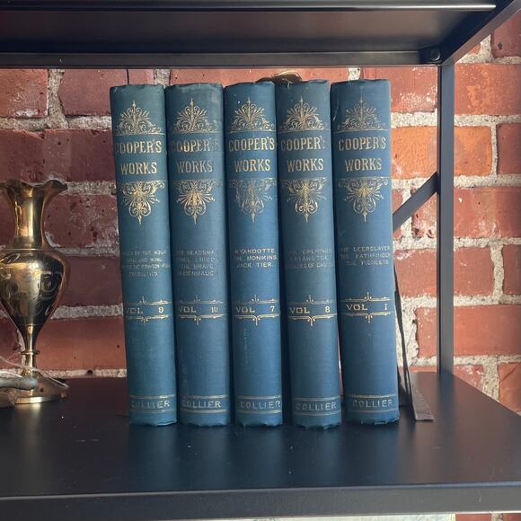 Cooper’s Works – Set of 5 Volumes (1, 7–10) Vintage Decorative Book Stack - Picture 1 of 11